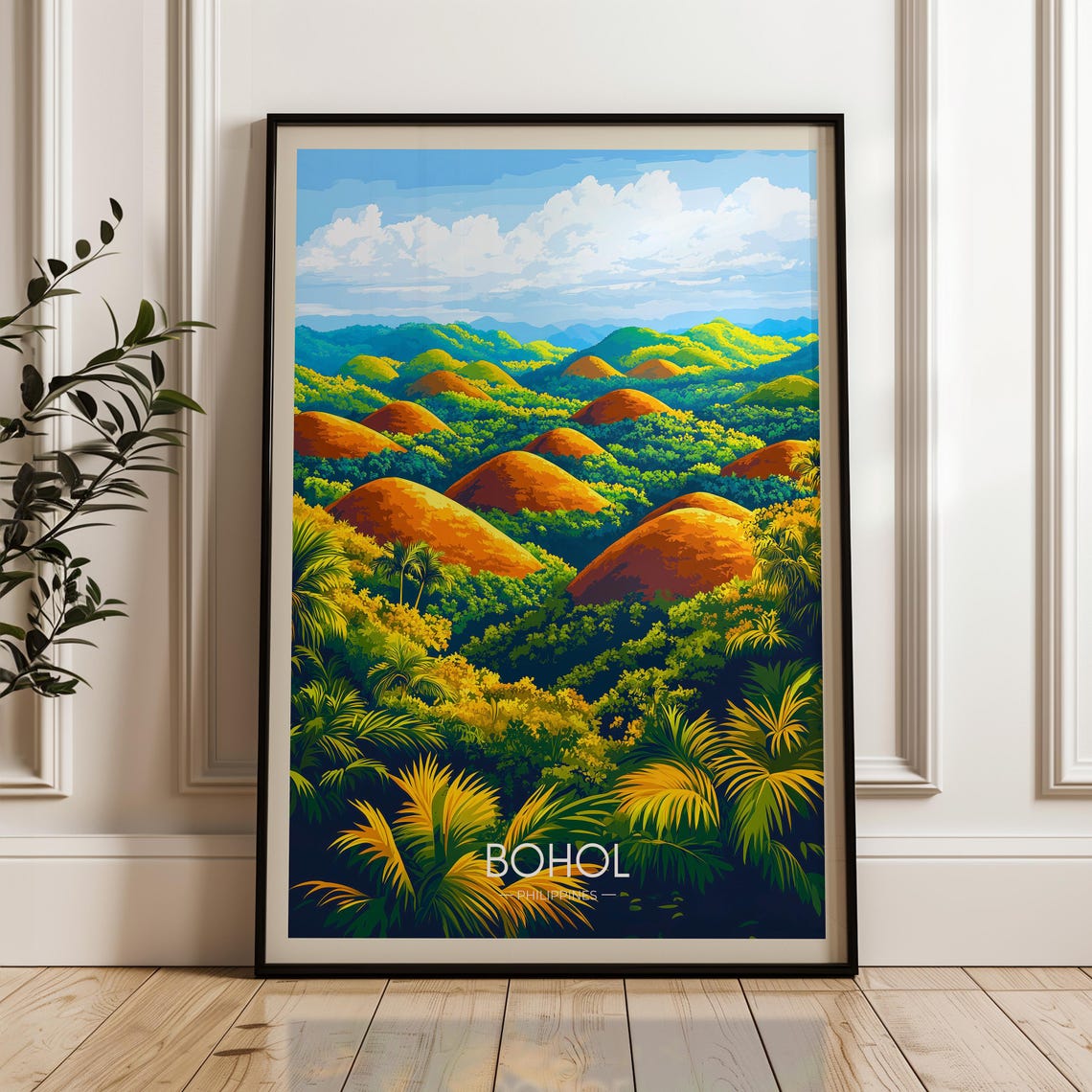 Chocolate Hills Travel Poster, Philippines Illustration