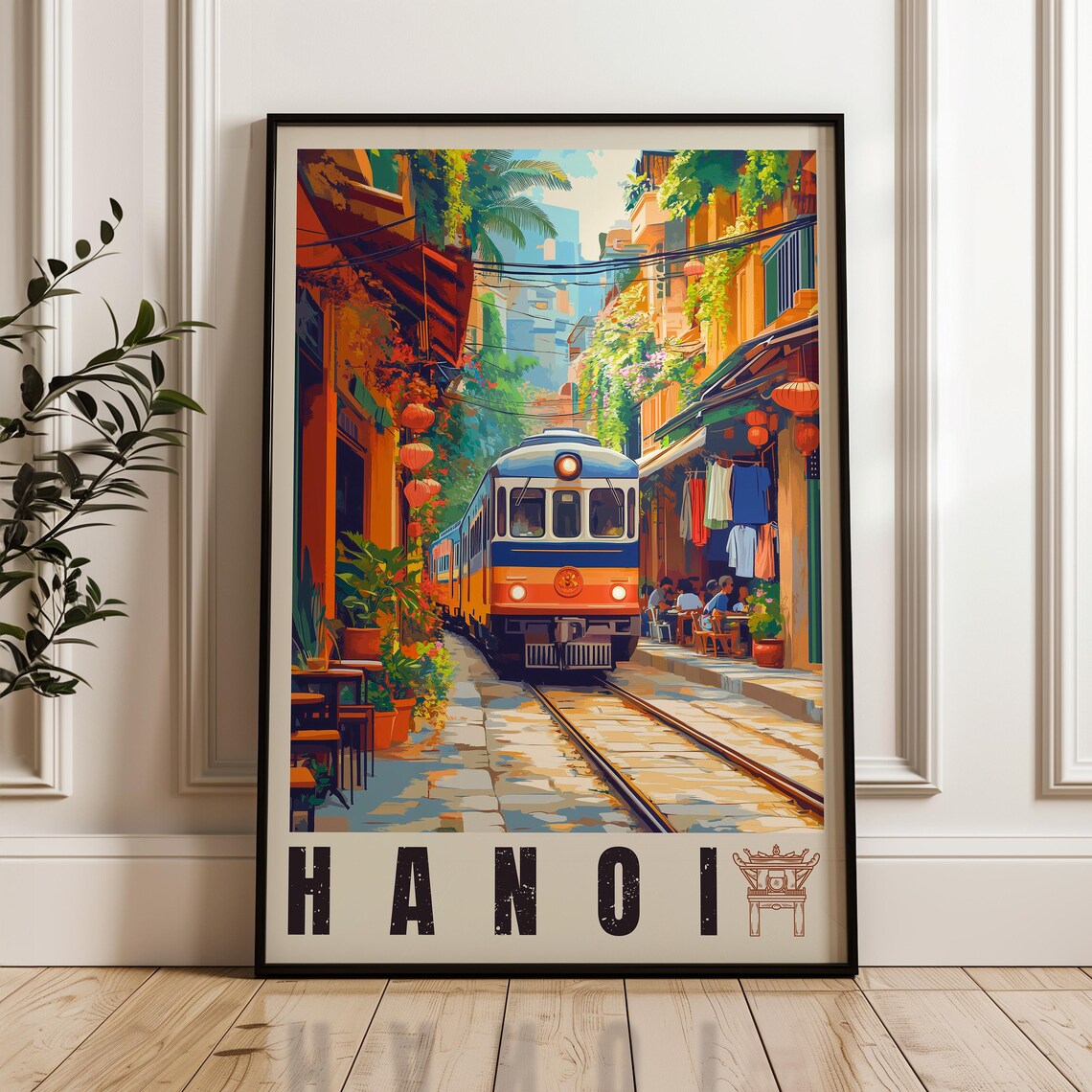 Hanoi Train Street Cafe Illustration Travel Poster
