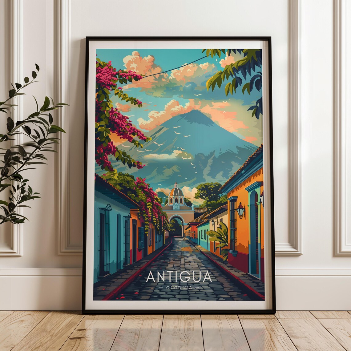 Antigua Travel Poster, Guatemala Wall Art Print
