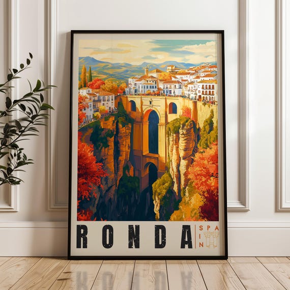 Ronda Spain Travel Poster, Iberian Landscape Art Print