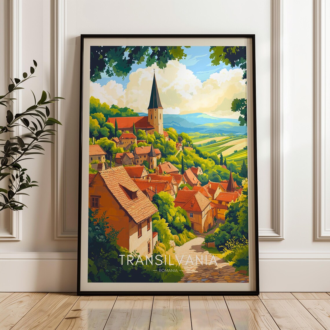 Transylvania, Romania Travel Poster, Village Art Print