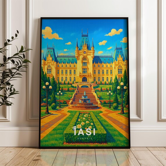 Iasi Romania Palace of Culture Fountain Garden Grand Stairs Poster