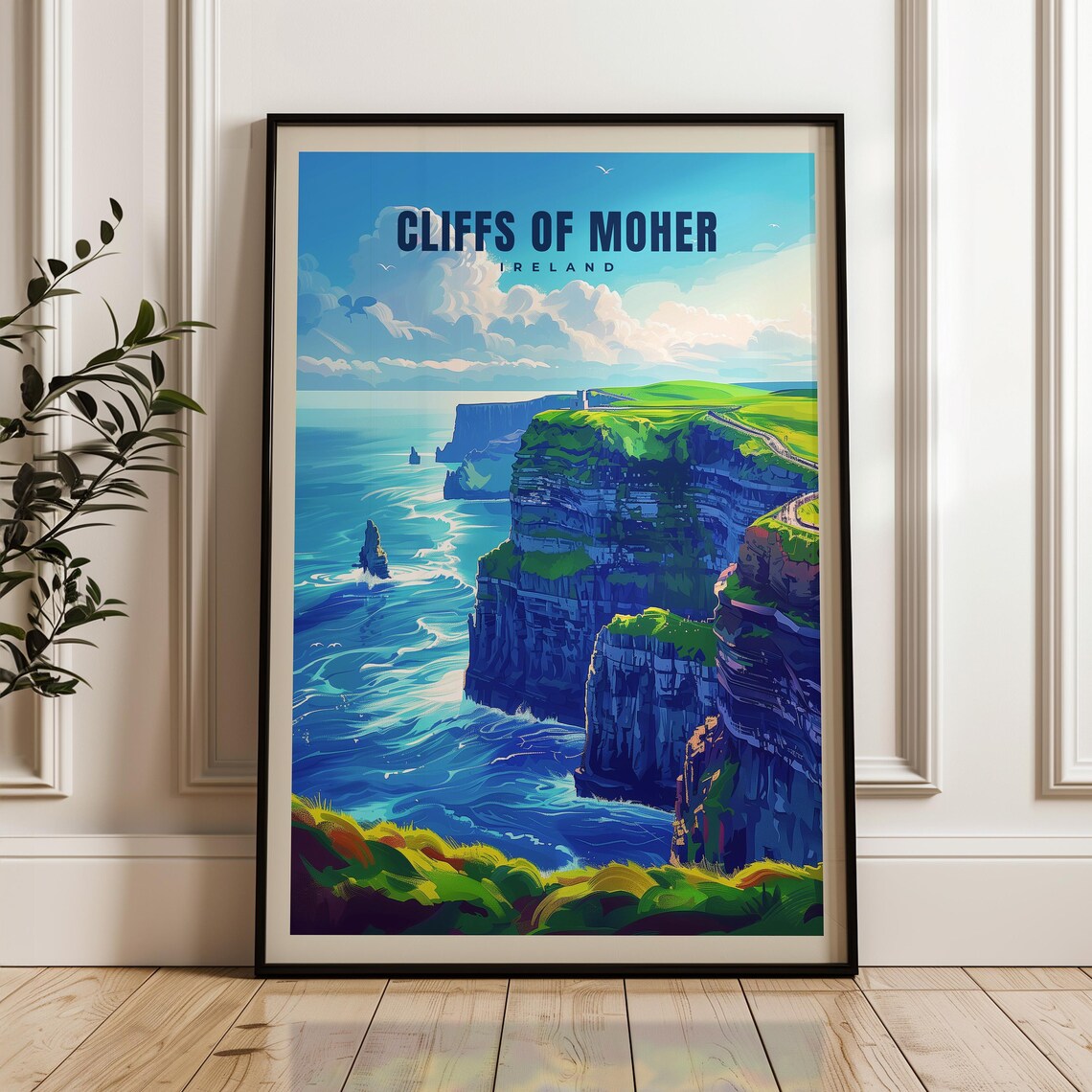 Cliffs Of Moher Travel Poster, Ireland Wall Art Print