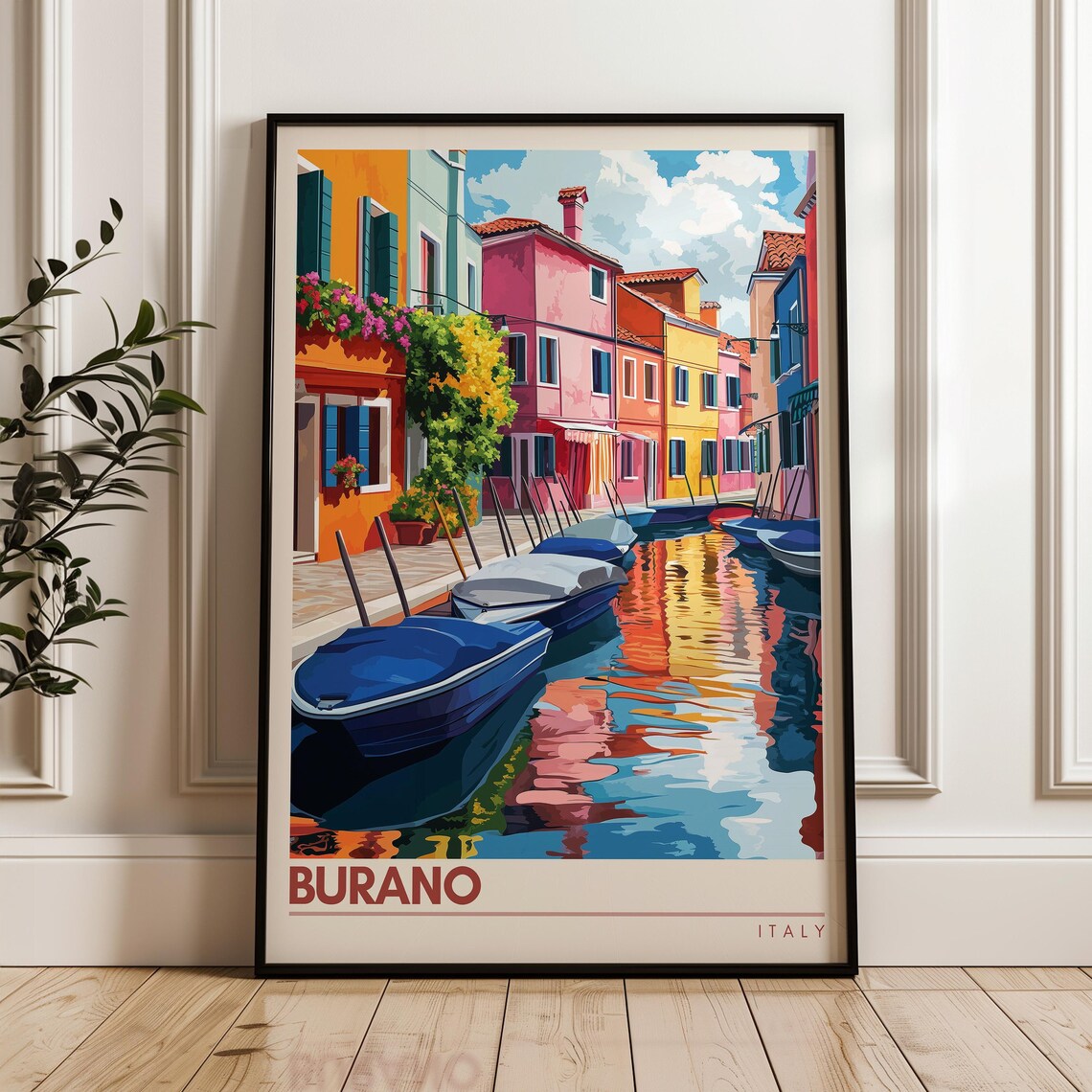Burano Travel Poster, Italy Illustration Print