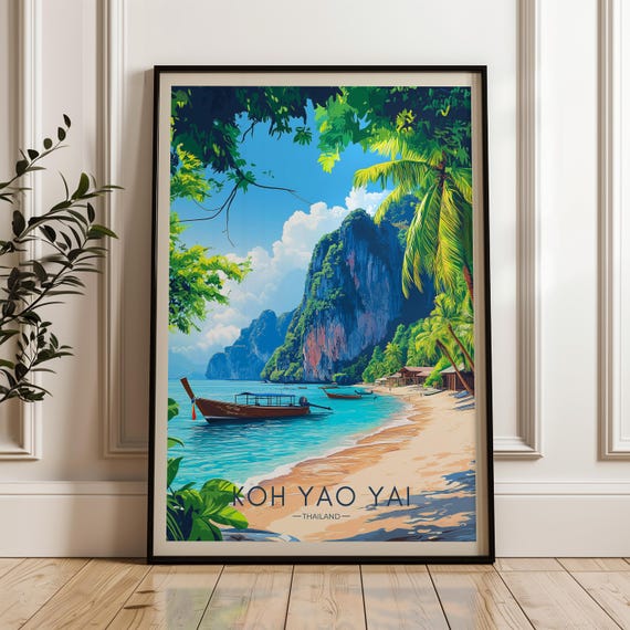 Koh Yao Yai Travel Poster, Thailand Illustration
