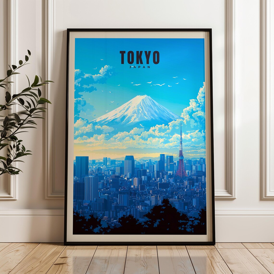 Tokyo Skyline With Mount Fuji And Tokyo Tower Japan Travel Poster