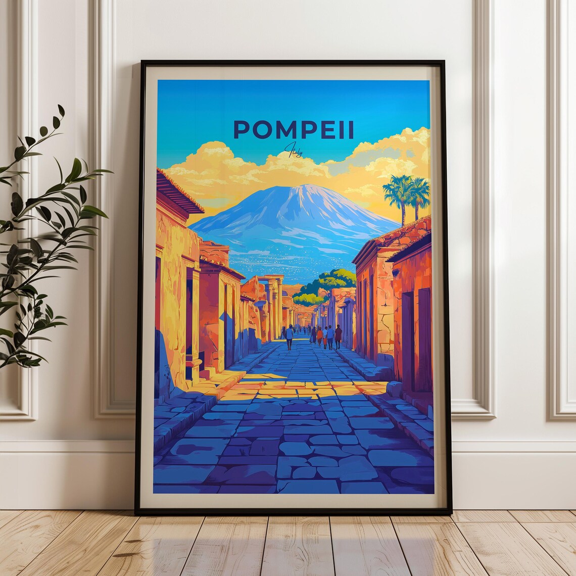 Pompeii Italy Vesuvius Roman Ruins Street Vintage Travel Poster
