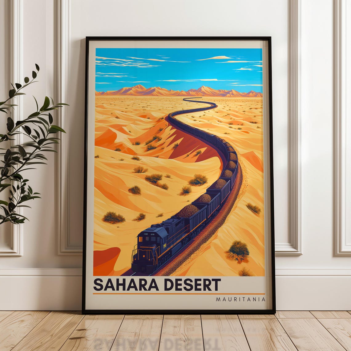 Sahara Desert Mauritania Iron Ore Train Dune Railway Landscape Poster