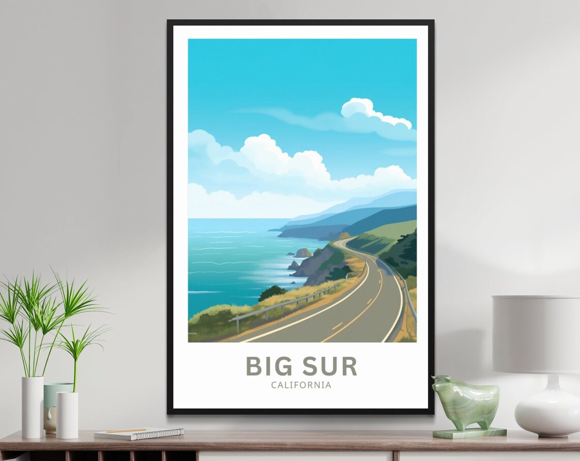 Big Sur California Pacific Coast Highway Cliff Drive Travel Poster