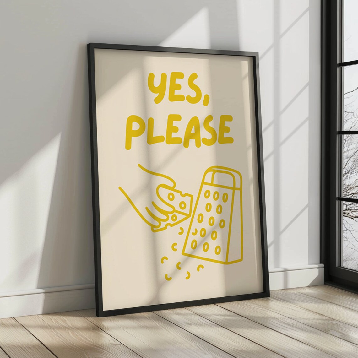 Yes Please Cheese Aesthetic Kitchen Decor Cute Cooking Art Kitchen Minimalist Print Cheese - Image 3