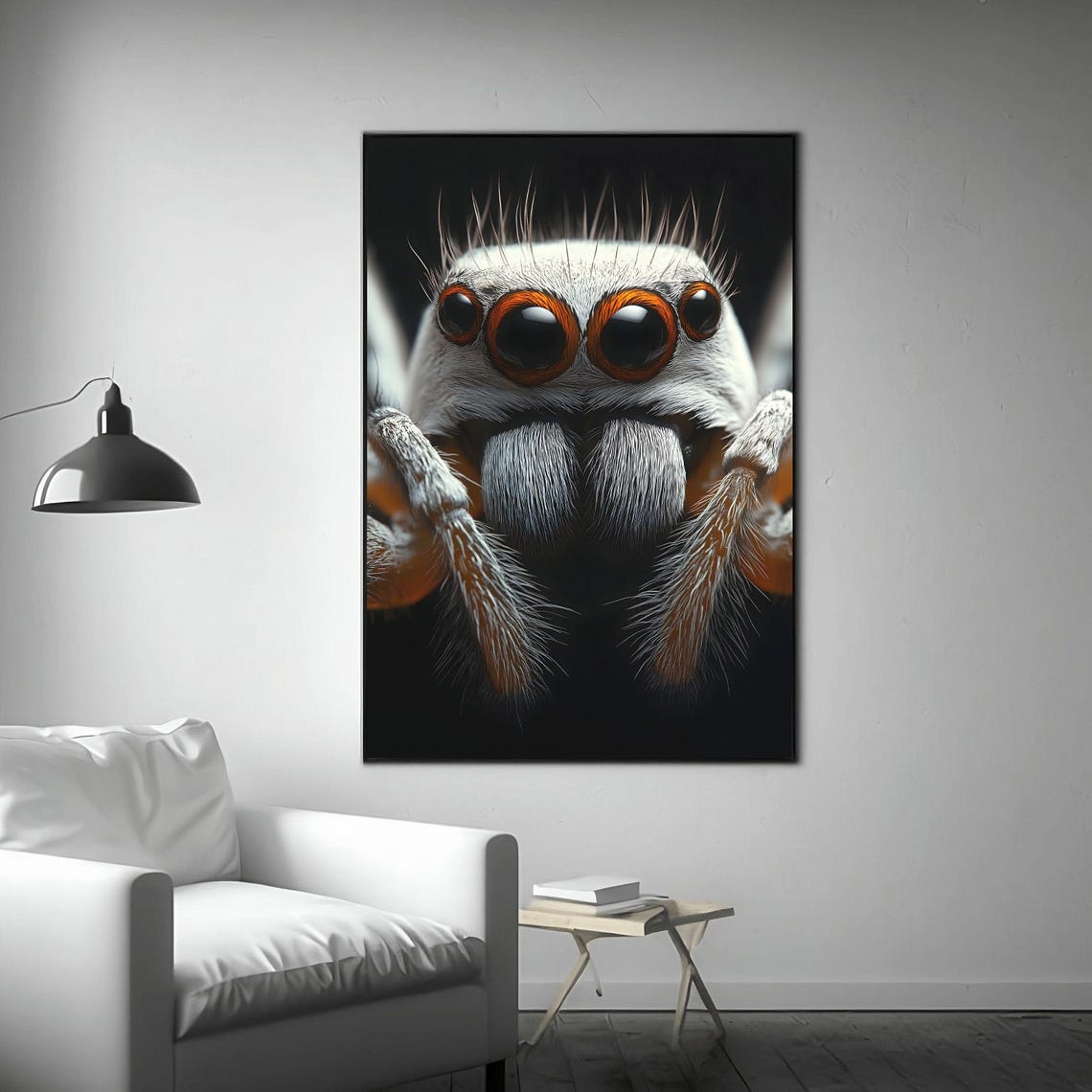 Jumping Spider Macro Close Up Orange Eyes Dramatic Insect Wall Print - Image 3