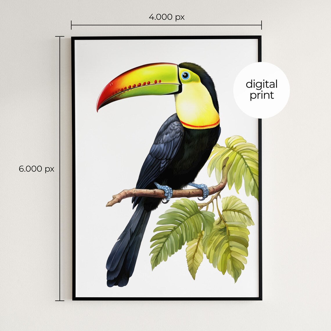 Keel-Billed Toucan Botanical Guide Art Print - Image 2