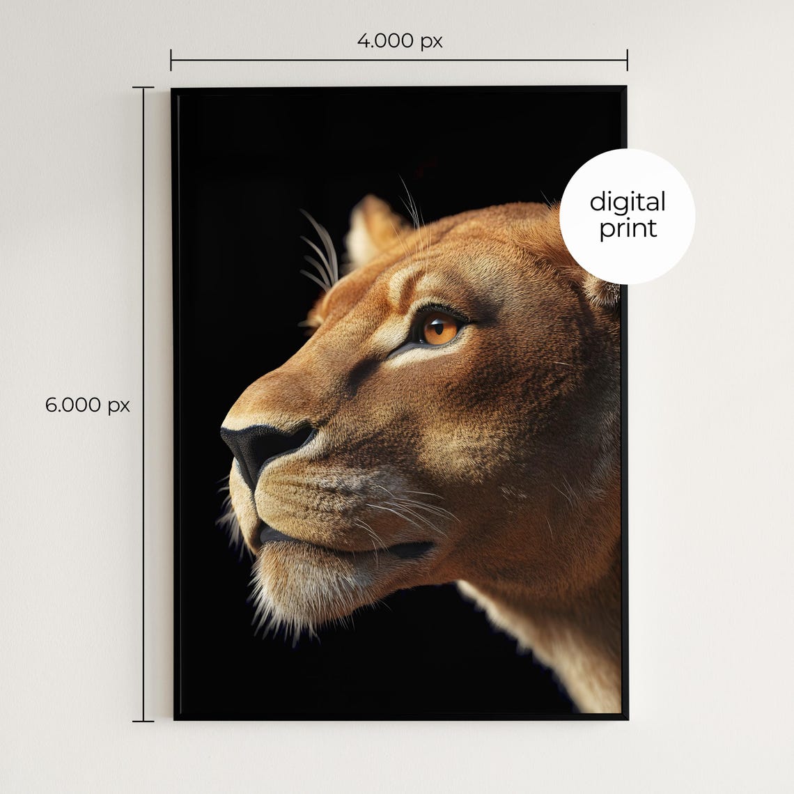 Lion Photo Poster Wall Art Minimal Modern Mammal Wildlife Home Decoration Portrait Close Up Fur Africa Female Panthera Leo Hunt - Image 2
