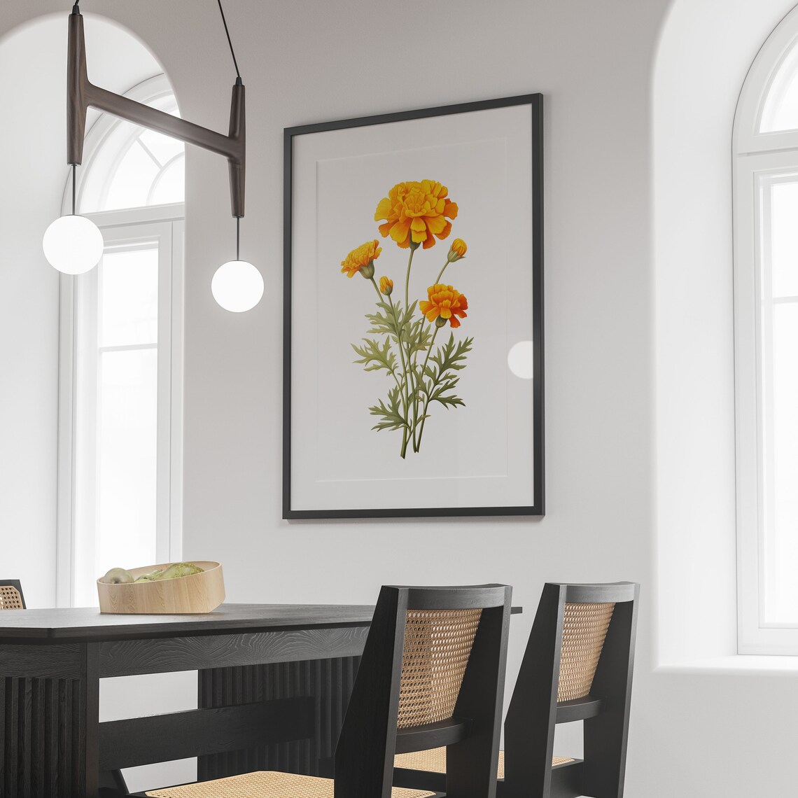 Marigold Botanical Poster, Minimal Yellow Flower Print - Image 3