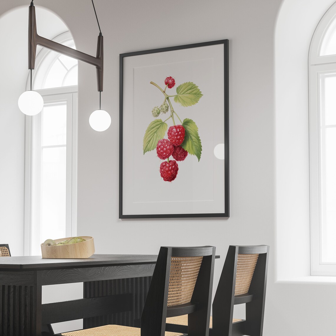 Raspberry Branch Botanical Fruits Art Print - Image 3