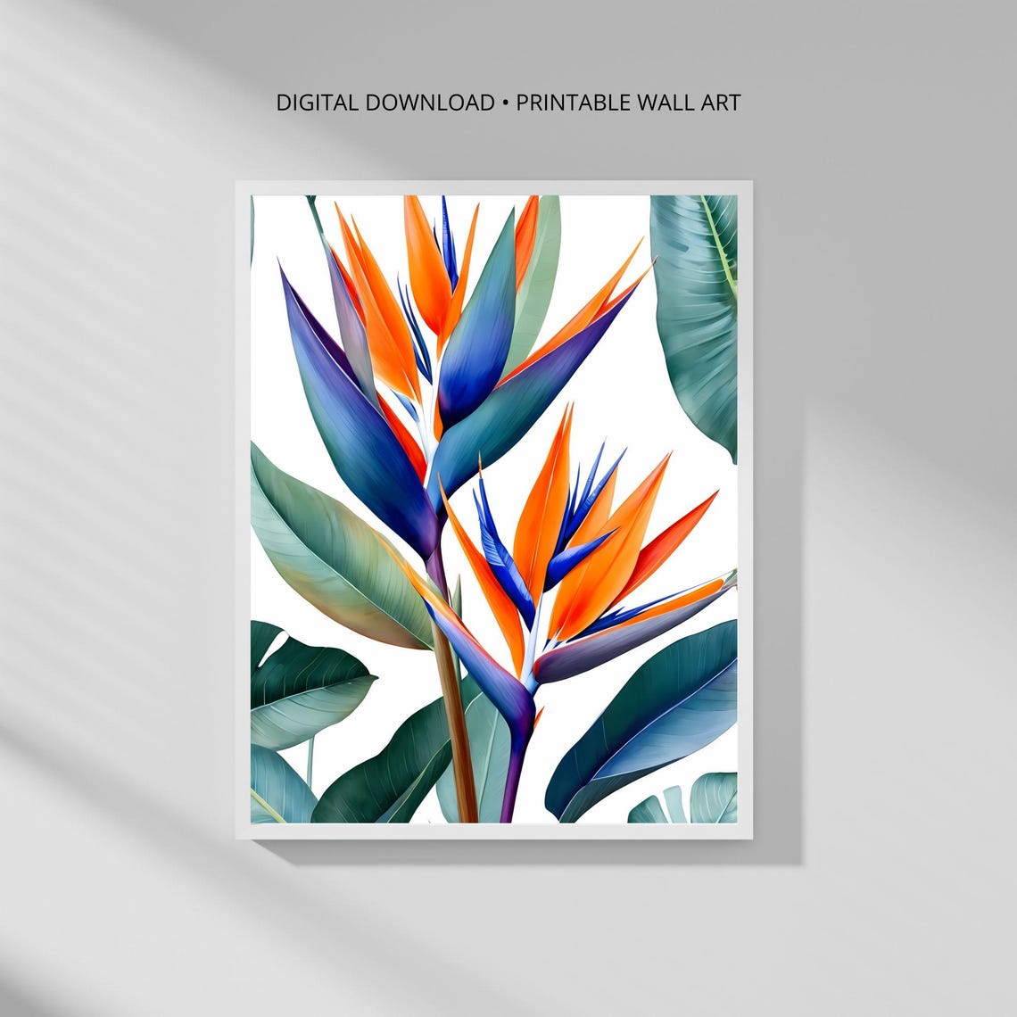 Vivid Bird of Paradise Orange Blue Tropical Bloom Decor Poster