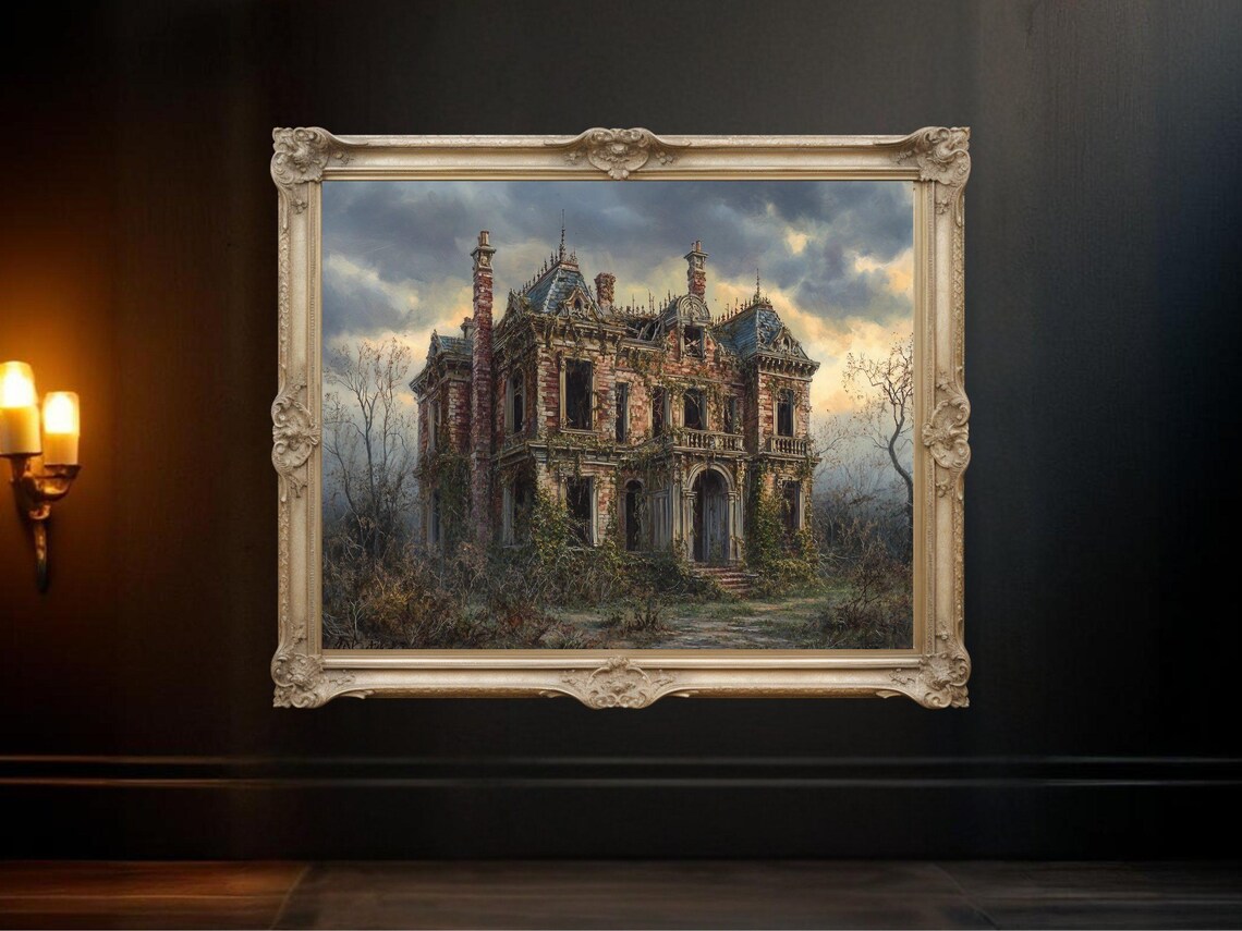 Spooky Haunted House Vintage Gothic Wall Art