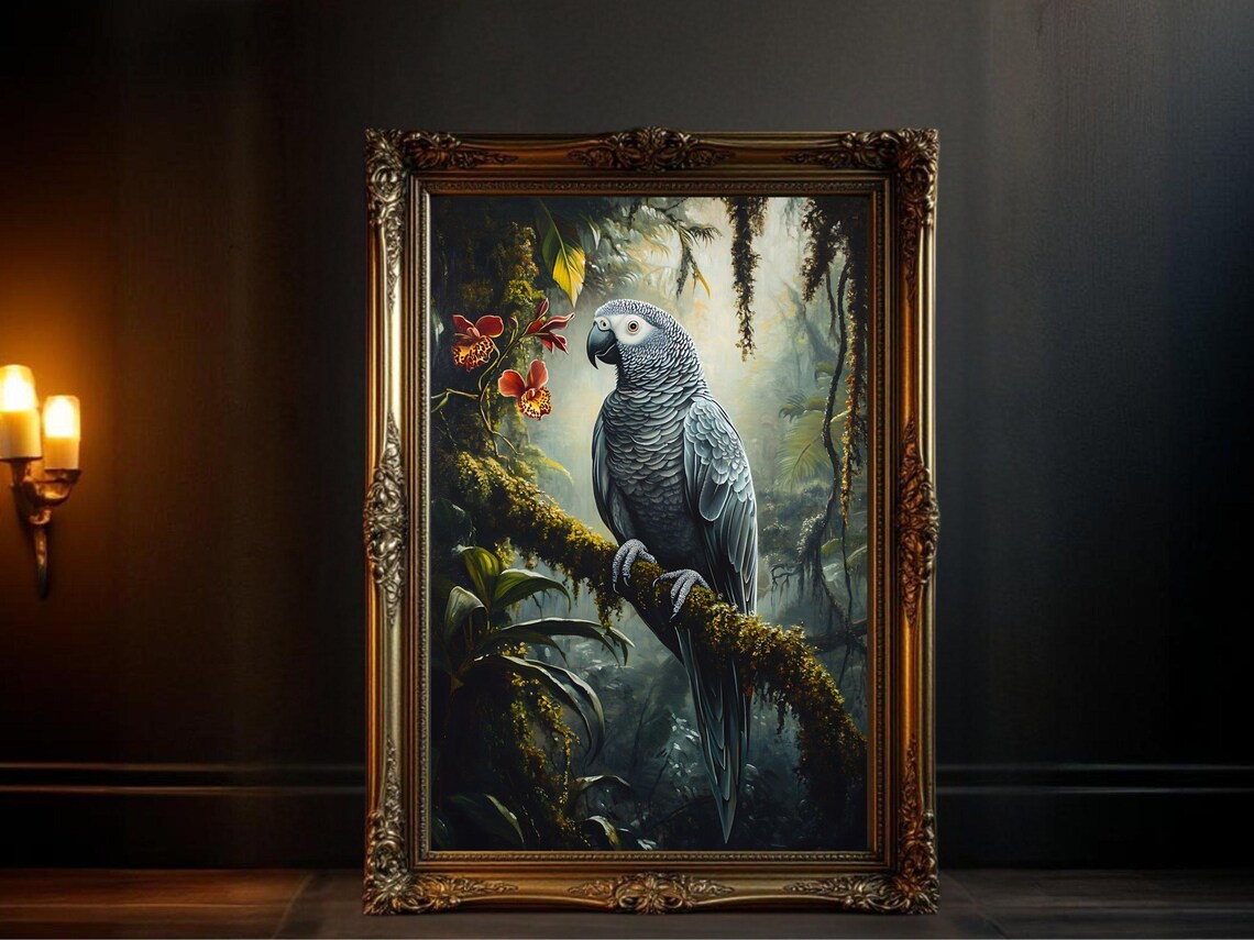 Parrot Art Print, Rainforest Jungle Decor