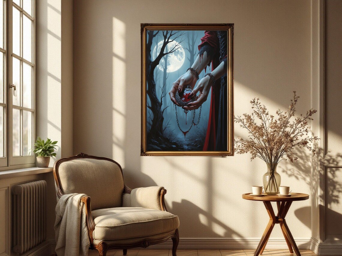 Gothic Halloween Spooky Full Moon Forest Art Print - Image 2