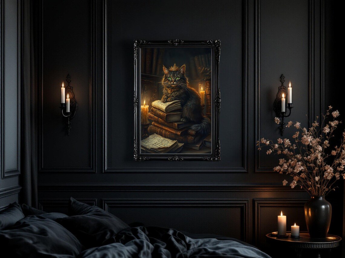 Enchanting Royal Cat Art, Magical Feline Reading - Image 2