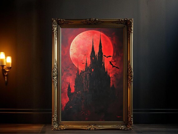 Spooky Castle Gothic Halloween Decor, Dark Art Print
