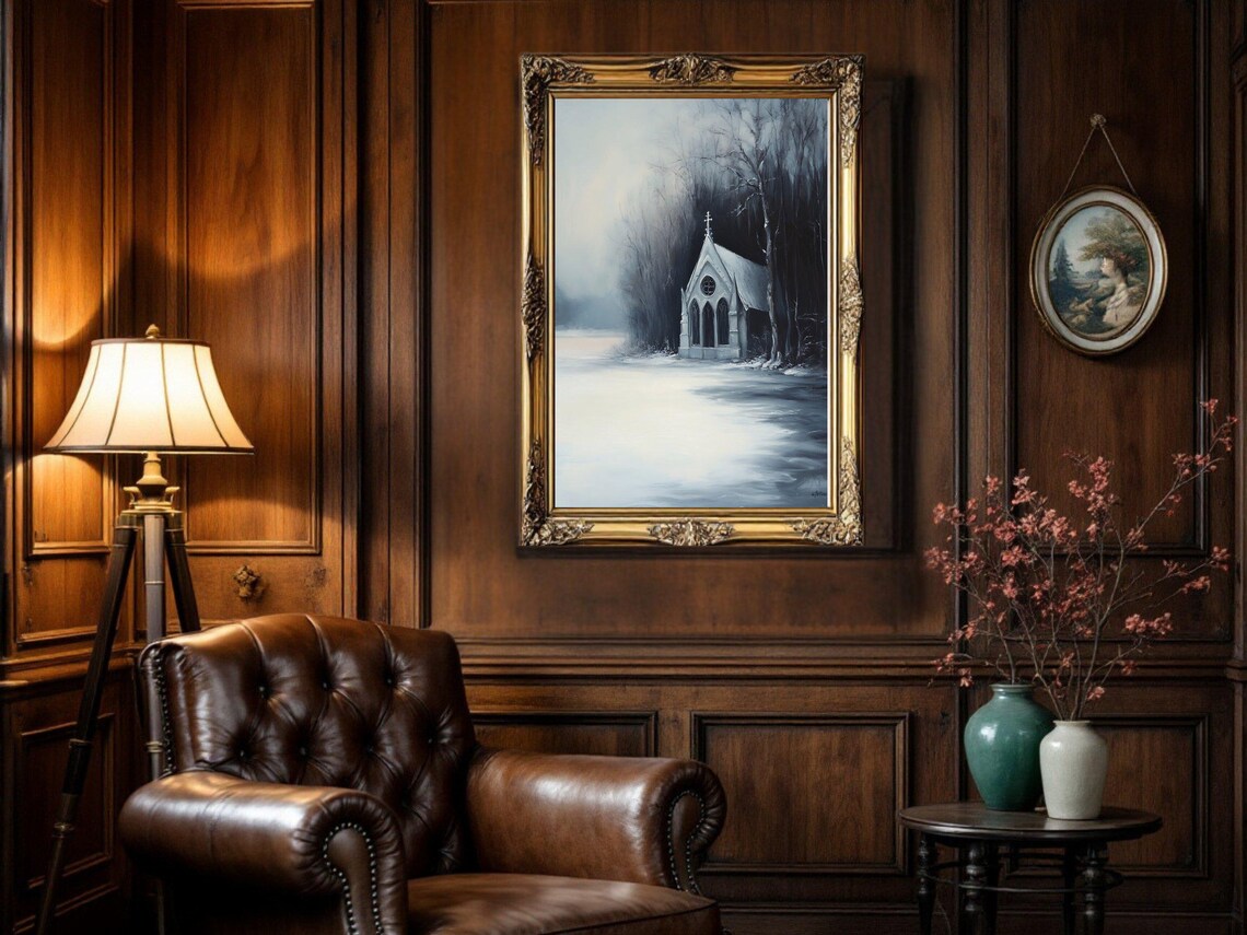 Winter Wonderland Gothic Chapel Art Print - Image 3