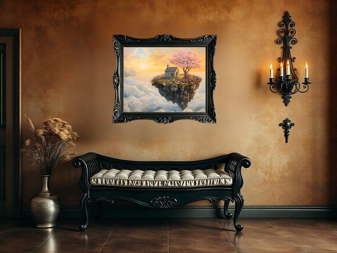Floating Island, Cherry Blossom Tree Fantasy Landscape - Image 3
