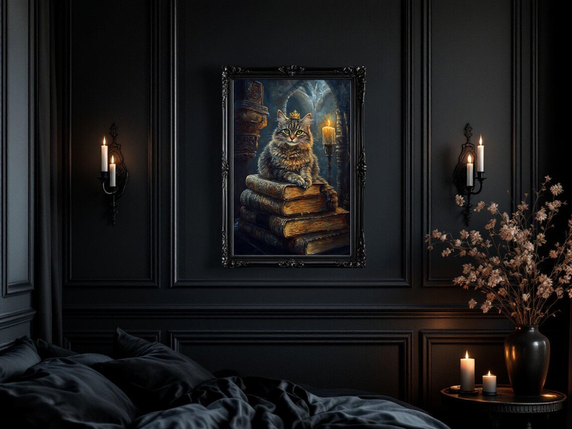 Majestic Cat Fantasy, Regal Feline Wall Art Print - Image 2