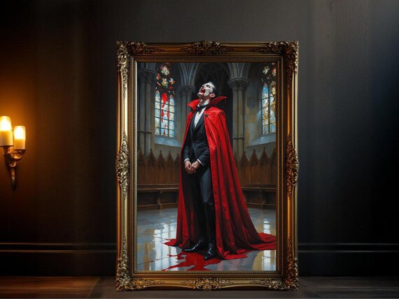 Gothic Vampire Dracula Blood Lust Painting, Horror Art