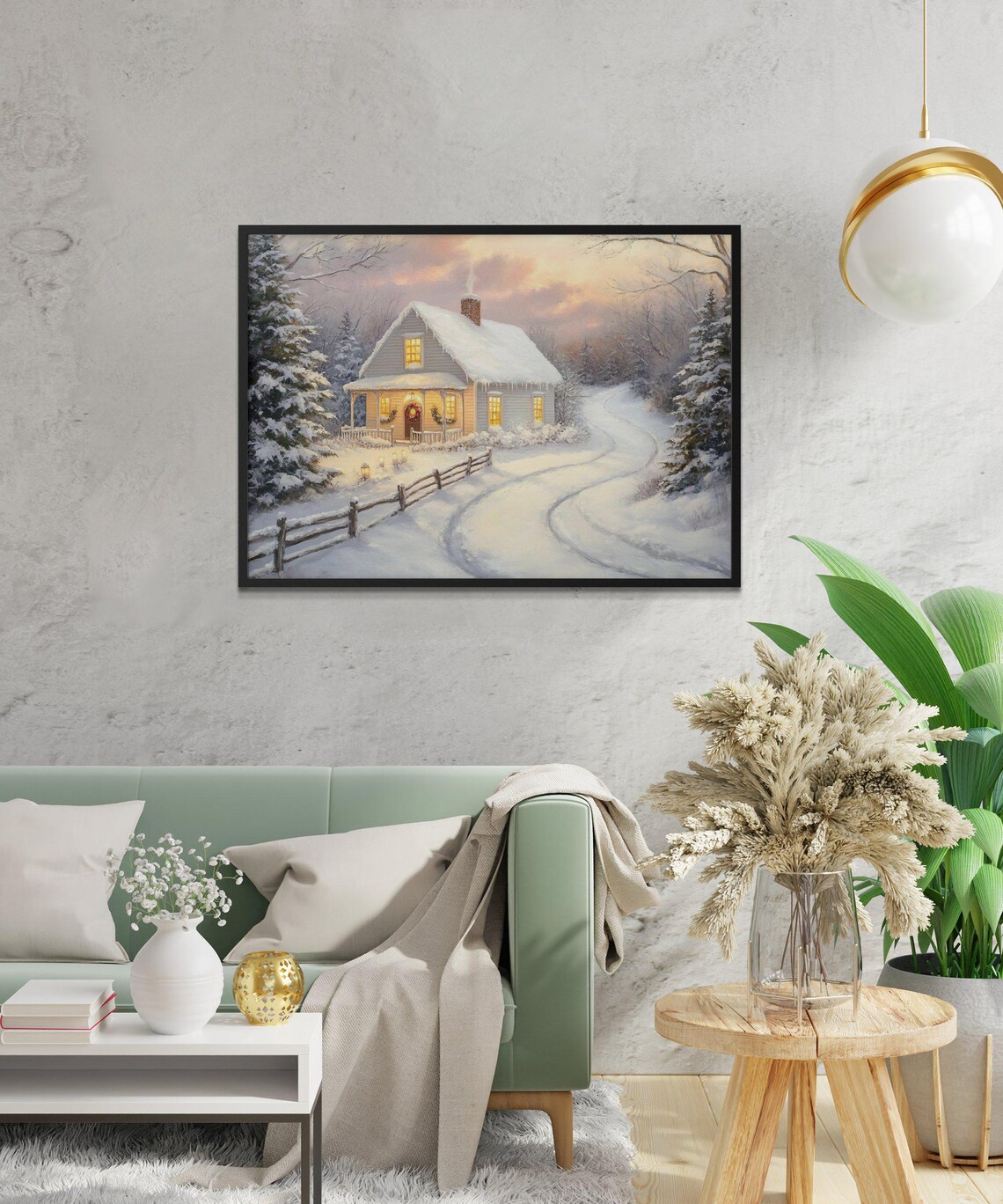 Cozy Winter Cabin, Rustic Holiday Home Art - Image 2