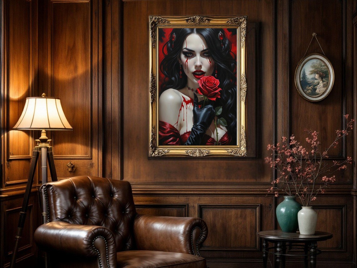 Gothic Vampire Woman, Dark Fantasy Portrait - Image 3