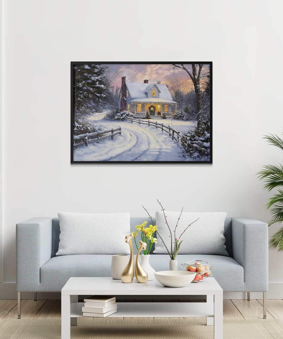 Rustic Winter Cabin Scene, Cozy Cottage In Snow - Image 3
