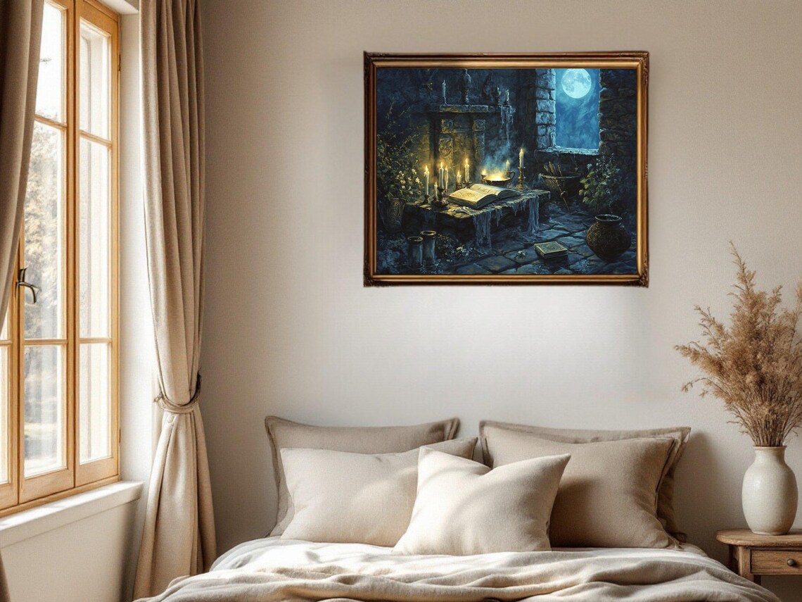 Enchanted Moonlit Night, Vintage Fantasy Scene - Image 2
