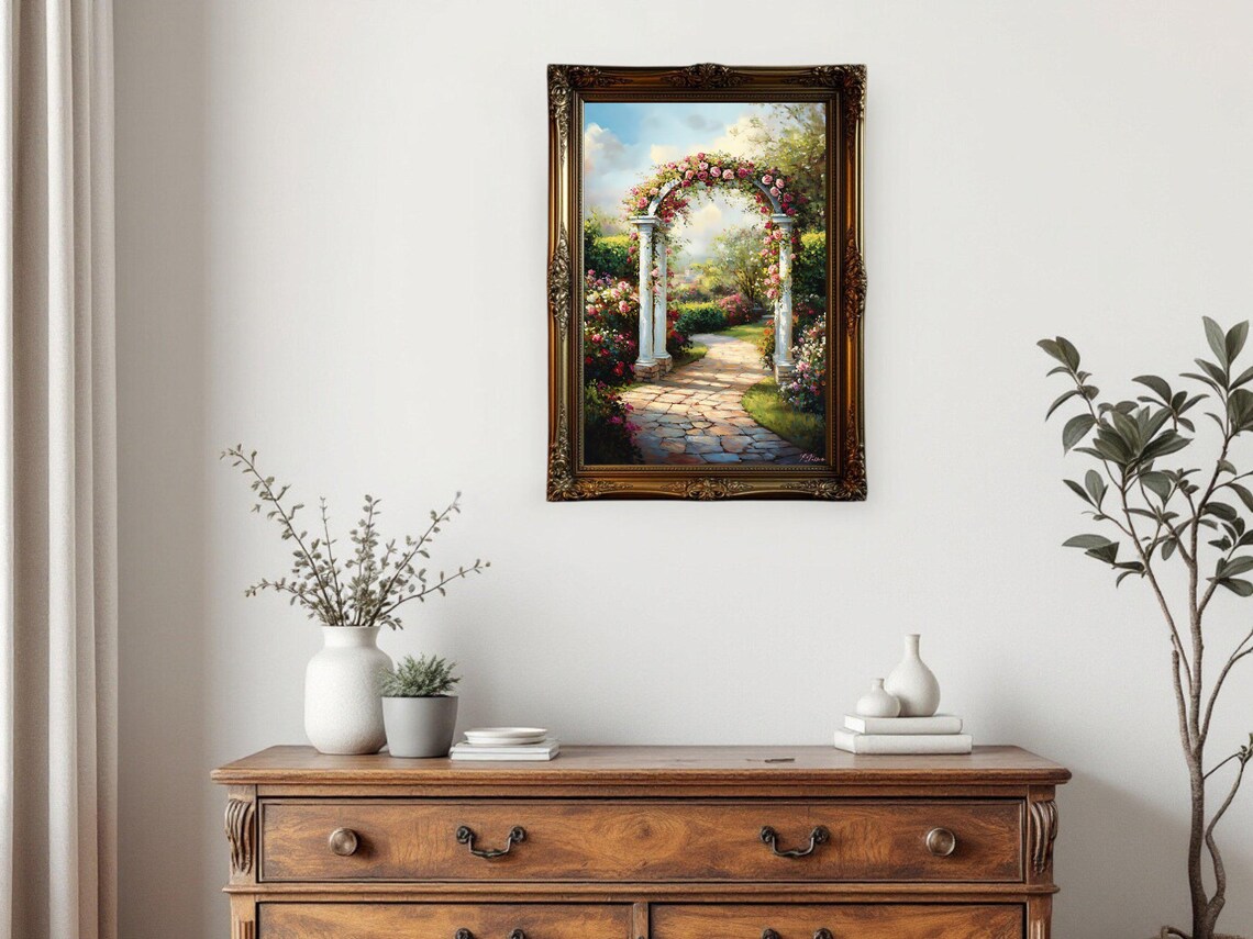 Romantic Garden Archway, Elegant Floral Scene - Image 2