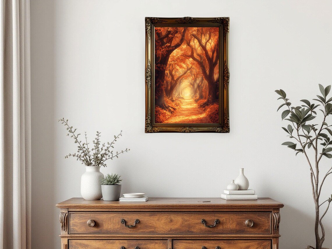 Autumn Forest Path, Nature Landscape Art Print - Image 2