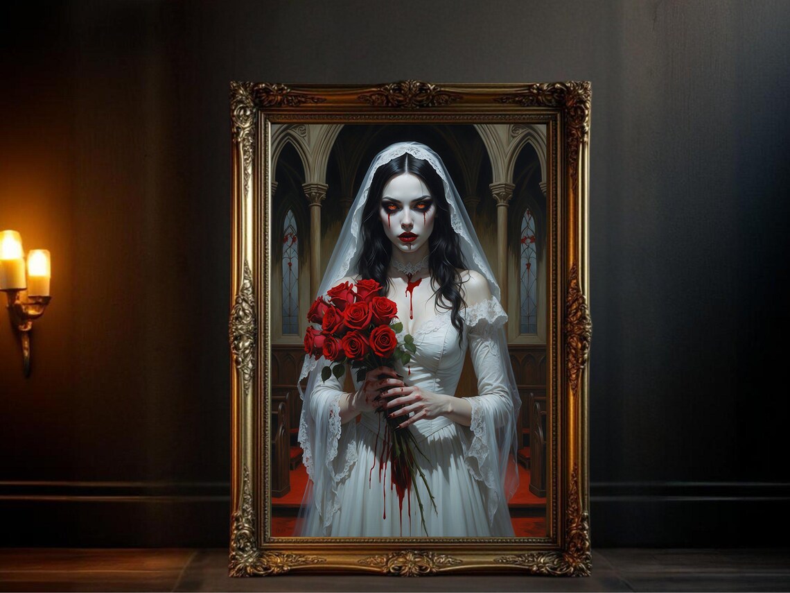 Gothic Bride Vampire, Dark Fantasy Art Print