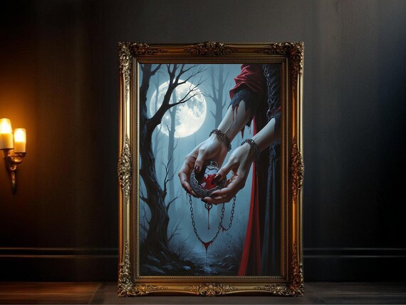 Gothic Halloween Spooky Full Moon Forest Art Print