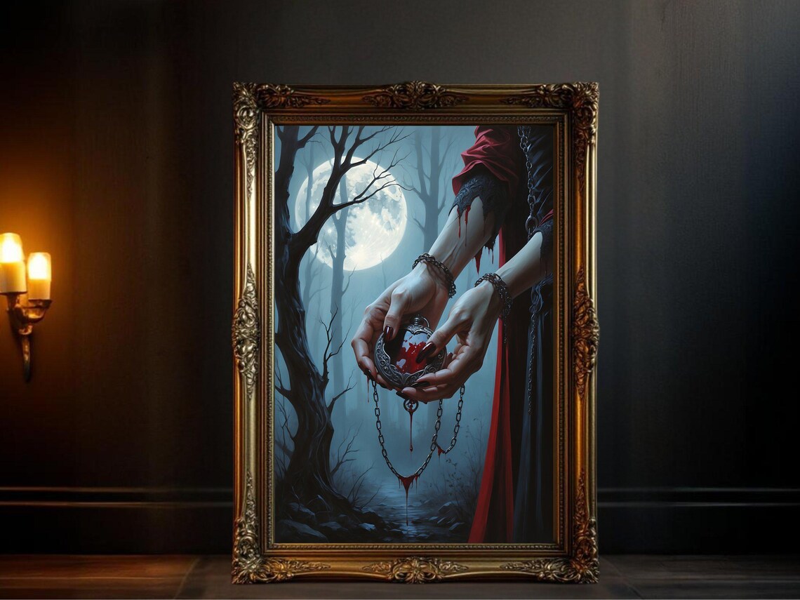Gothic Halloween Spooky Full Moon Forest Art Print