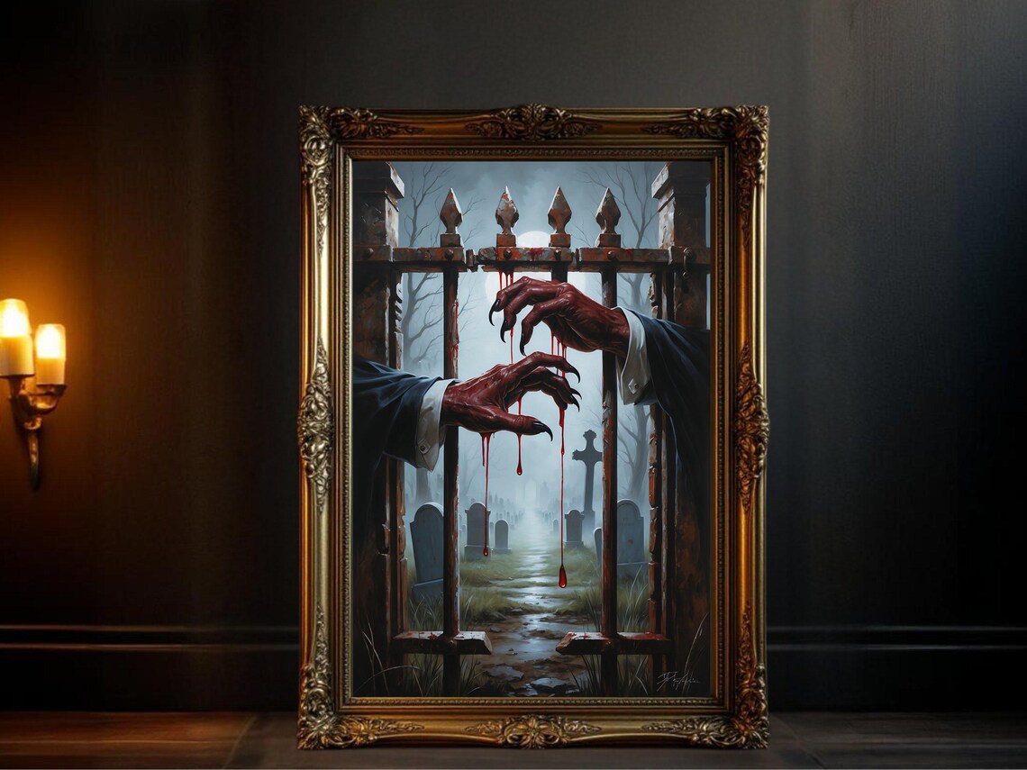 Gothic Cemetery Hand, Creepy Horror Wall Art