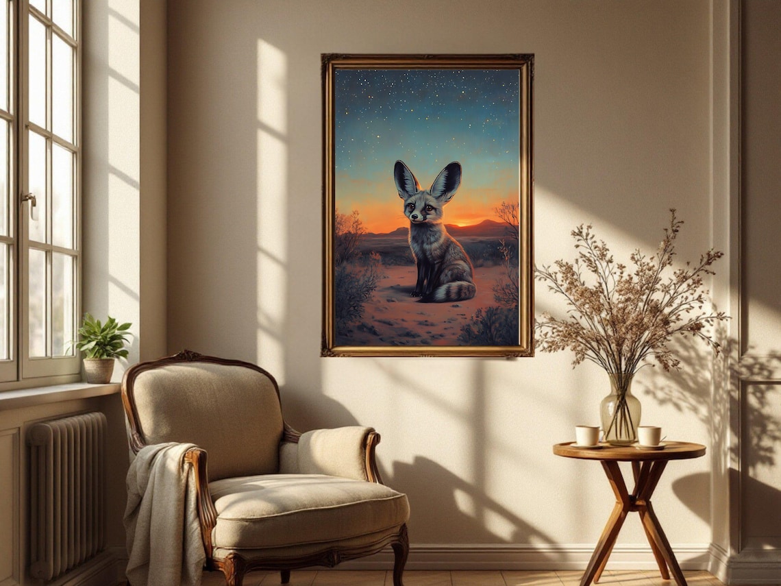 Adorable Fennec Fox Under Starry Night Sky - Image 2