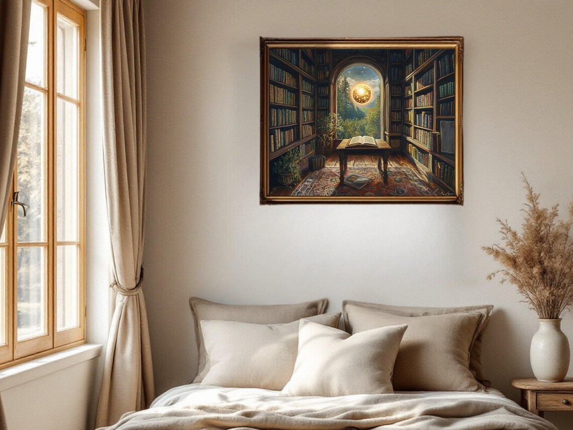 Enchanting Library, Cozy Reading Room Art Print - Image 2