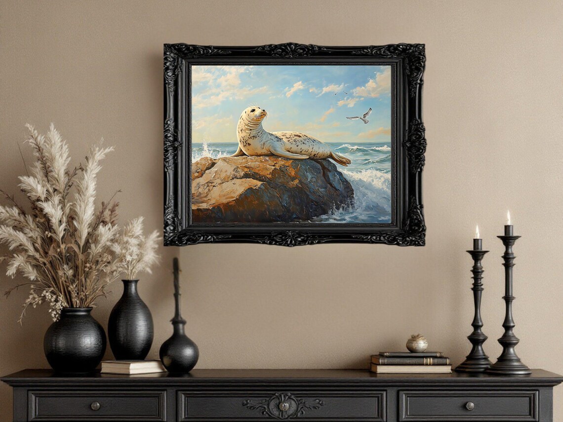 Seal On Rock At Seaside, Coastal Nature Scene - Image 3