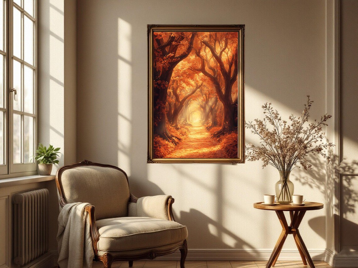 Autumn Forest Path, Nature Landscape Art Print - Image 3
