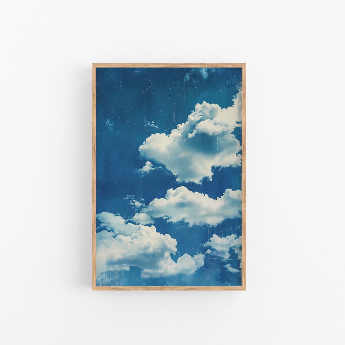 Blue Sky Clouds Vintage Wall Decor Art Print