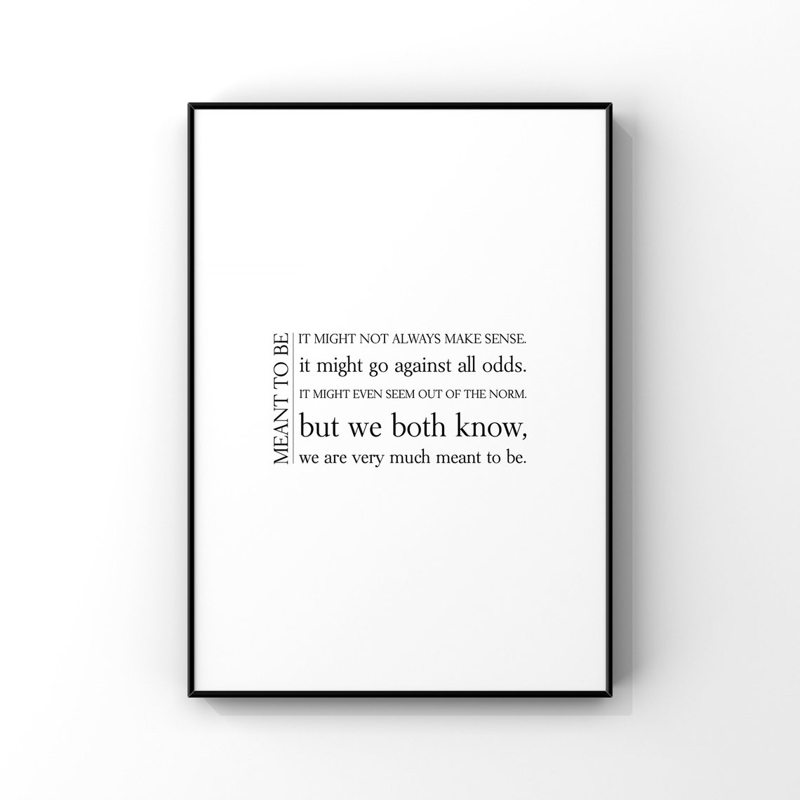 Meant To Be Romantic Couples Quote Love Typography Gift Wall Art