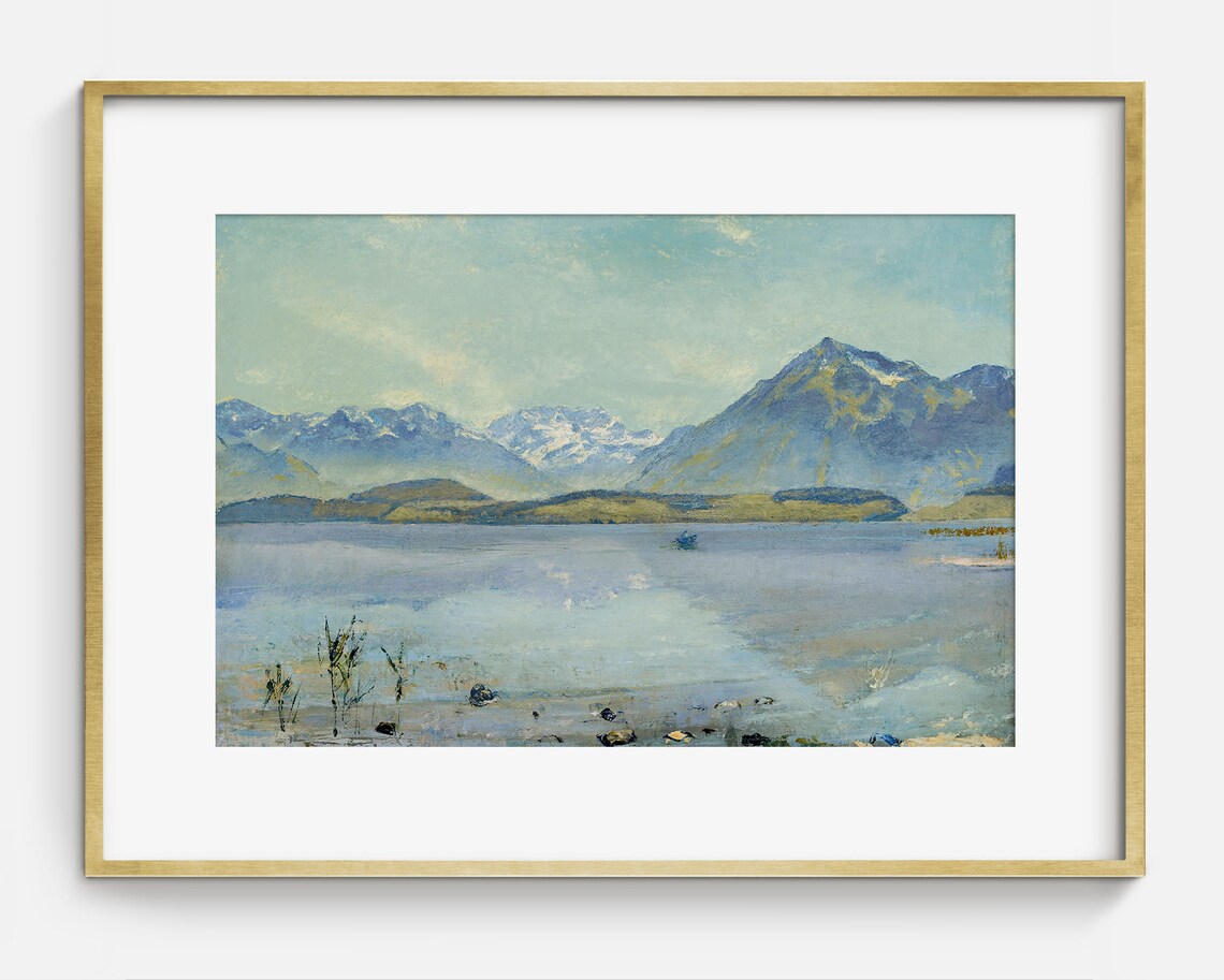Vintage Mountain Landscape Art Blue Mountainscape Art Mountain Home Decor - Image 2