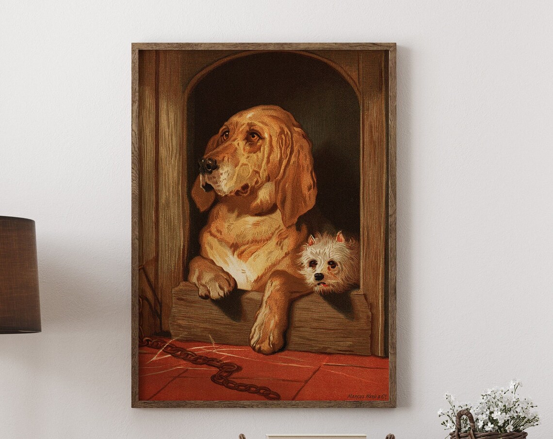 Vintage Hound Terrier Kennel Dog Painting Classic Canine Art Poster - Image 2