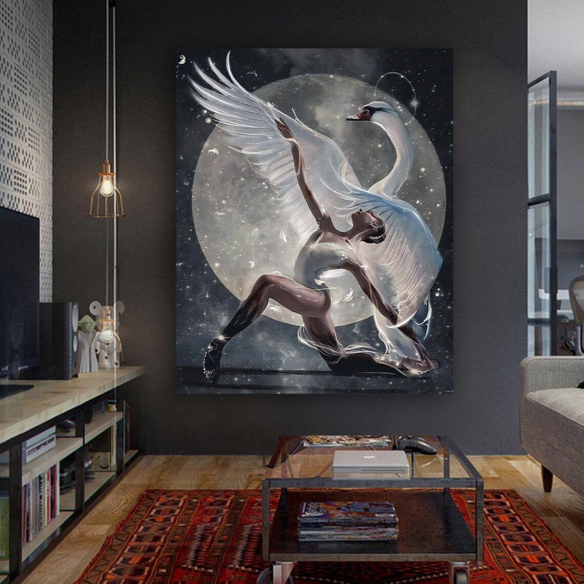 Ballerina Swan Moonlit Dance Elegant Dancer Fantasy Art Poster - Image 2