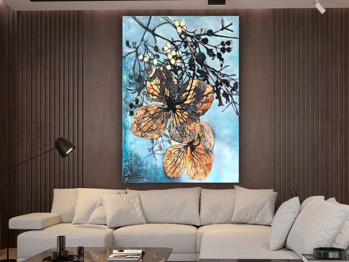 Floral Flower Painting Floral Wall Decoration Floral Decoration Floral Modern Art White Flowers Living Room Art - Image 2