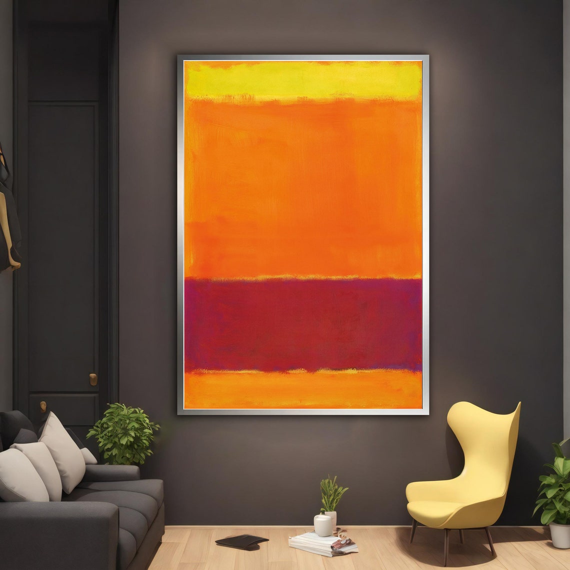 Rothko Style Color Field Orange Red Maroon Warm Abstract Art Print - Image 3